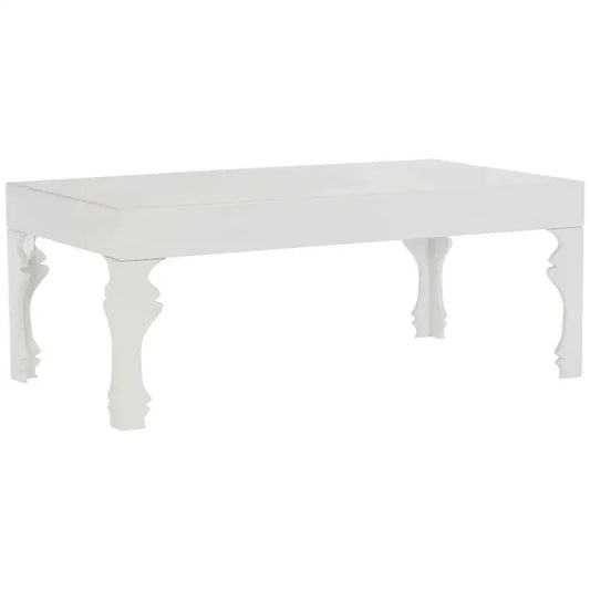 The Leonie coffee table, with its glamorous white hi-gloss finish, will bring a regal touch to modern decor setting.

The rectangular table is made from durable MDF and features elegantly shaped legs, that further enhance its stately look, while ensuring sturdiness and stability. The chic white finish allows the table to complements most settings from the traditional to the contemporary.

Dimensions; H43 x L60 x W110