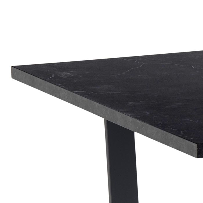 Amber Dining Table with Black Marble Top & Black Legs