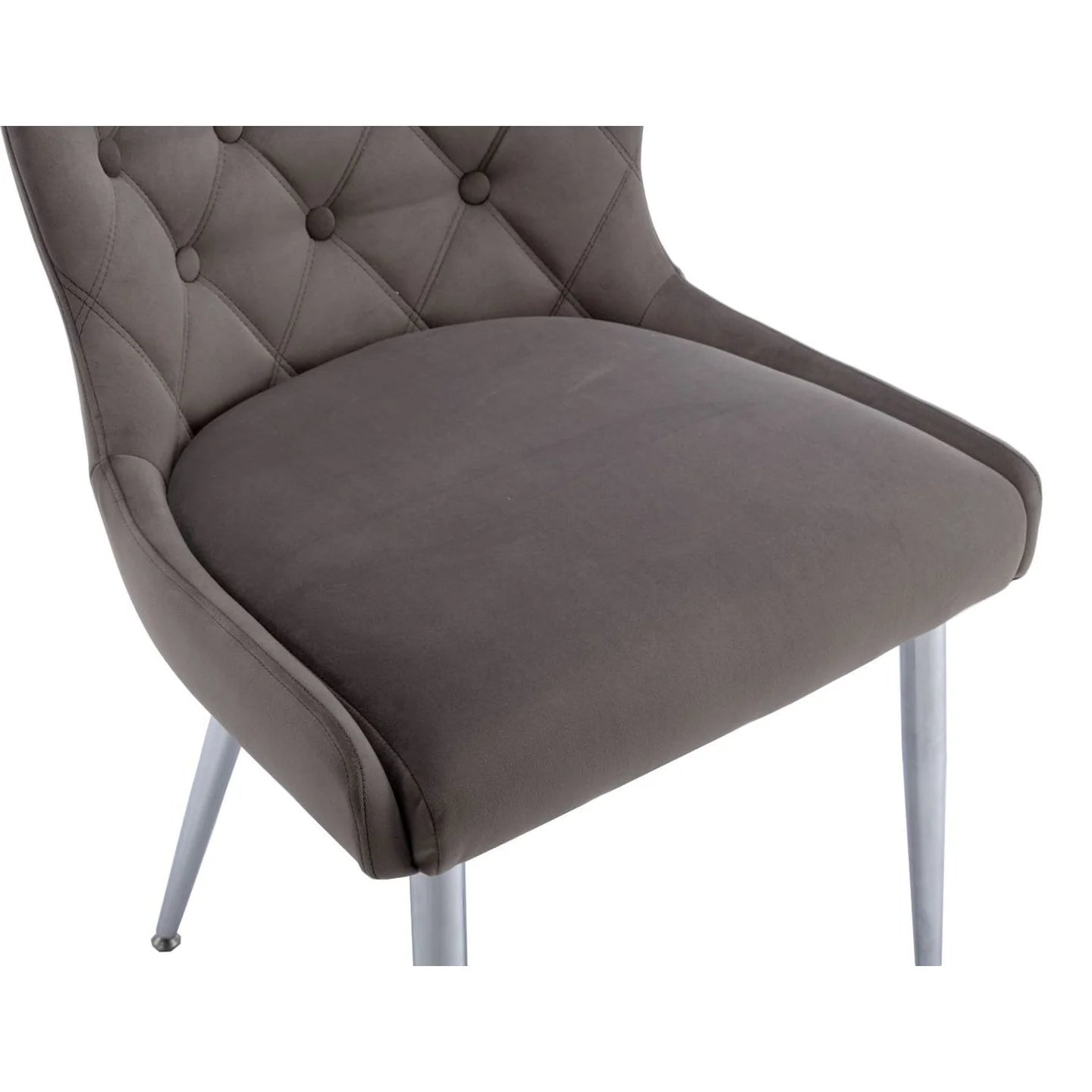 Grey Velvet Button Back Dining Chair