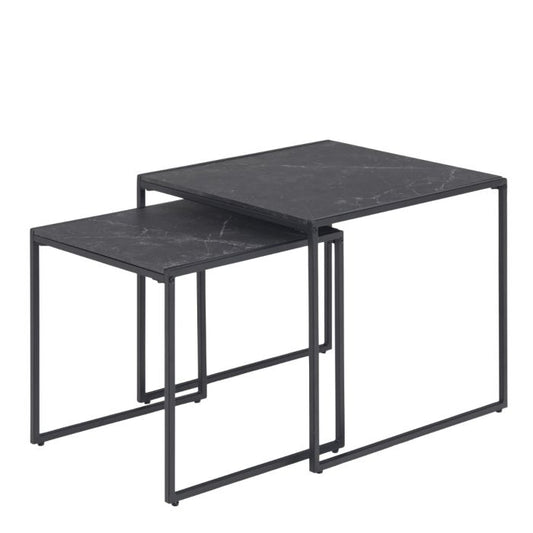 Black Matte Set Of 2 Nest Tables