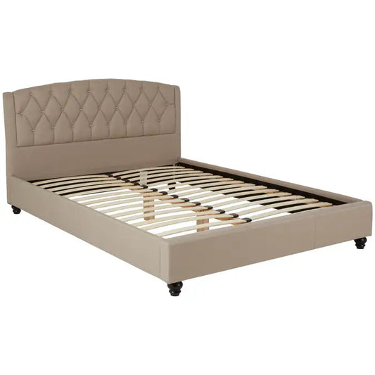 Joleyn Beige King Size Bed