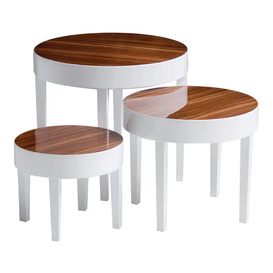 Moris Nest Of 3 White High Gloss Table