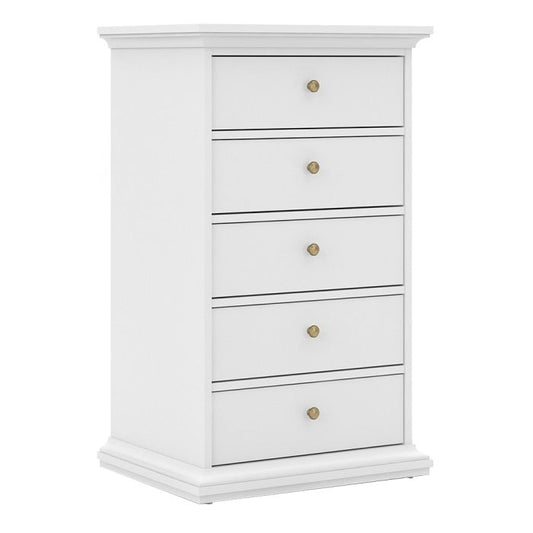 Perth Chest Of 5 Drawers In White