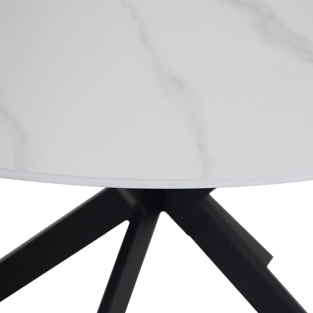 Rayo - 1.2m Round White Sintered Stone Table