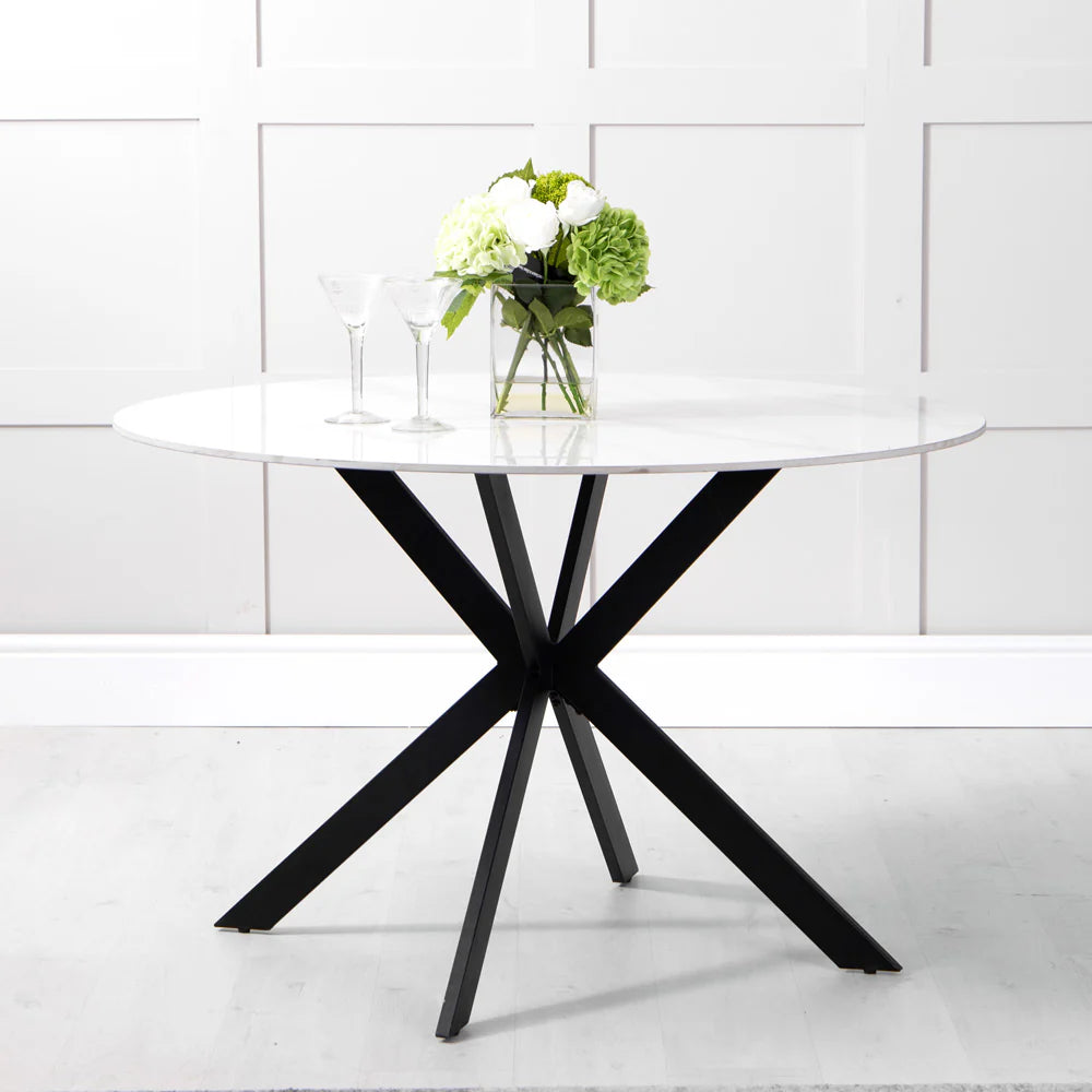 Rayo - 1.2m Round White Sintered Stone Table